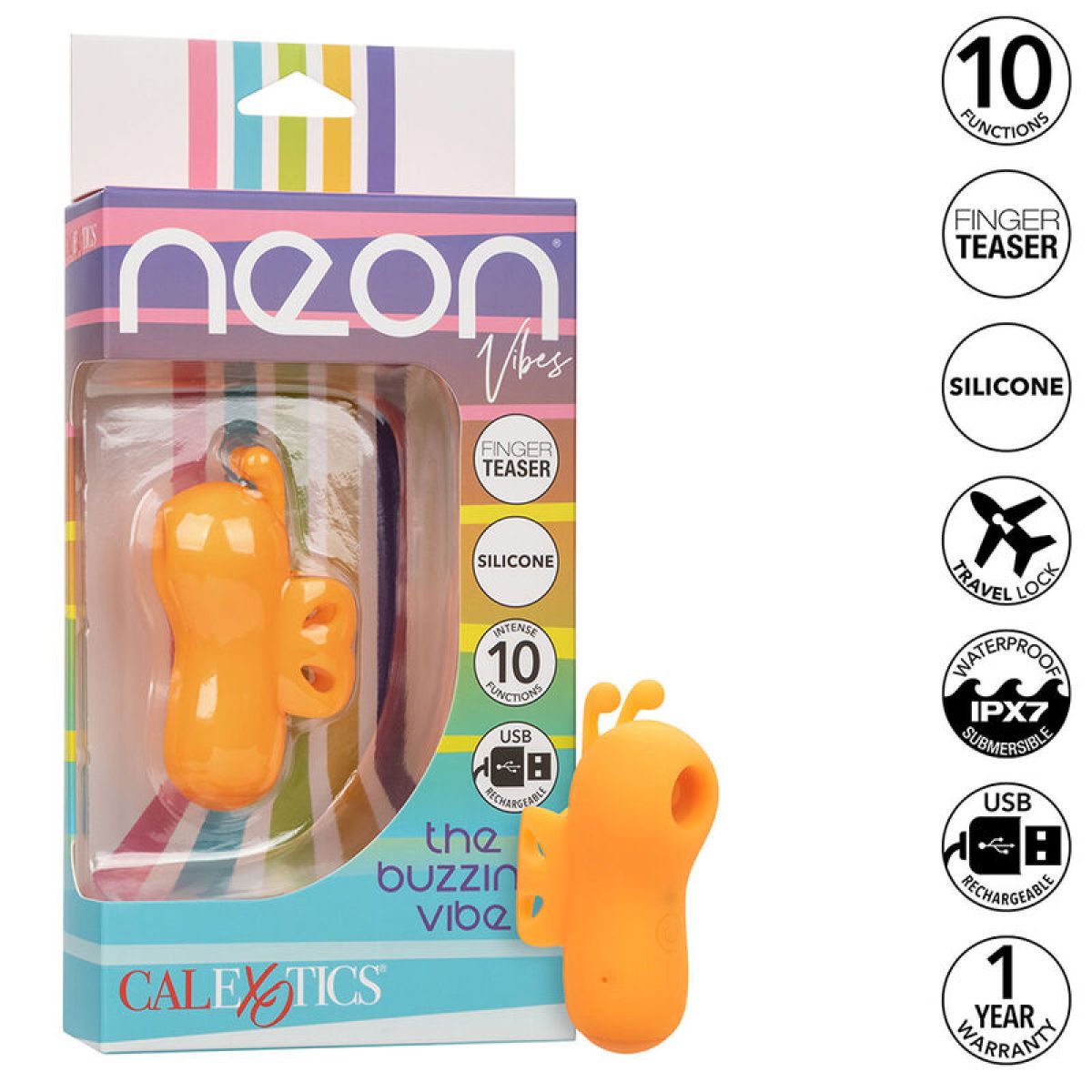image Neon Vibes Buzzing Vibe le Stimulateur de Doigts 10 Vibrations Orange