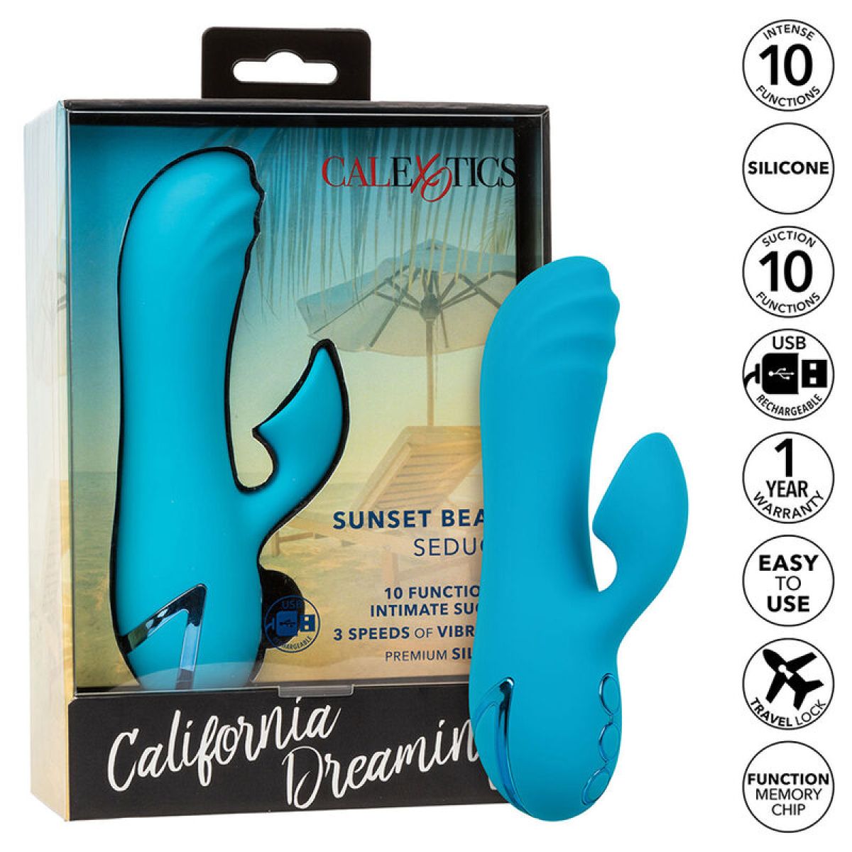 image Sunset Beach Seducer Vibrateur & Stimulateur 10 Fonctions Bleu