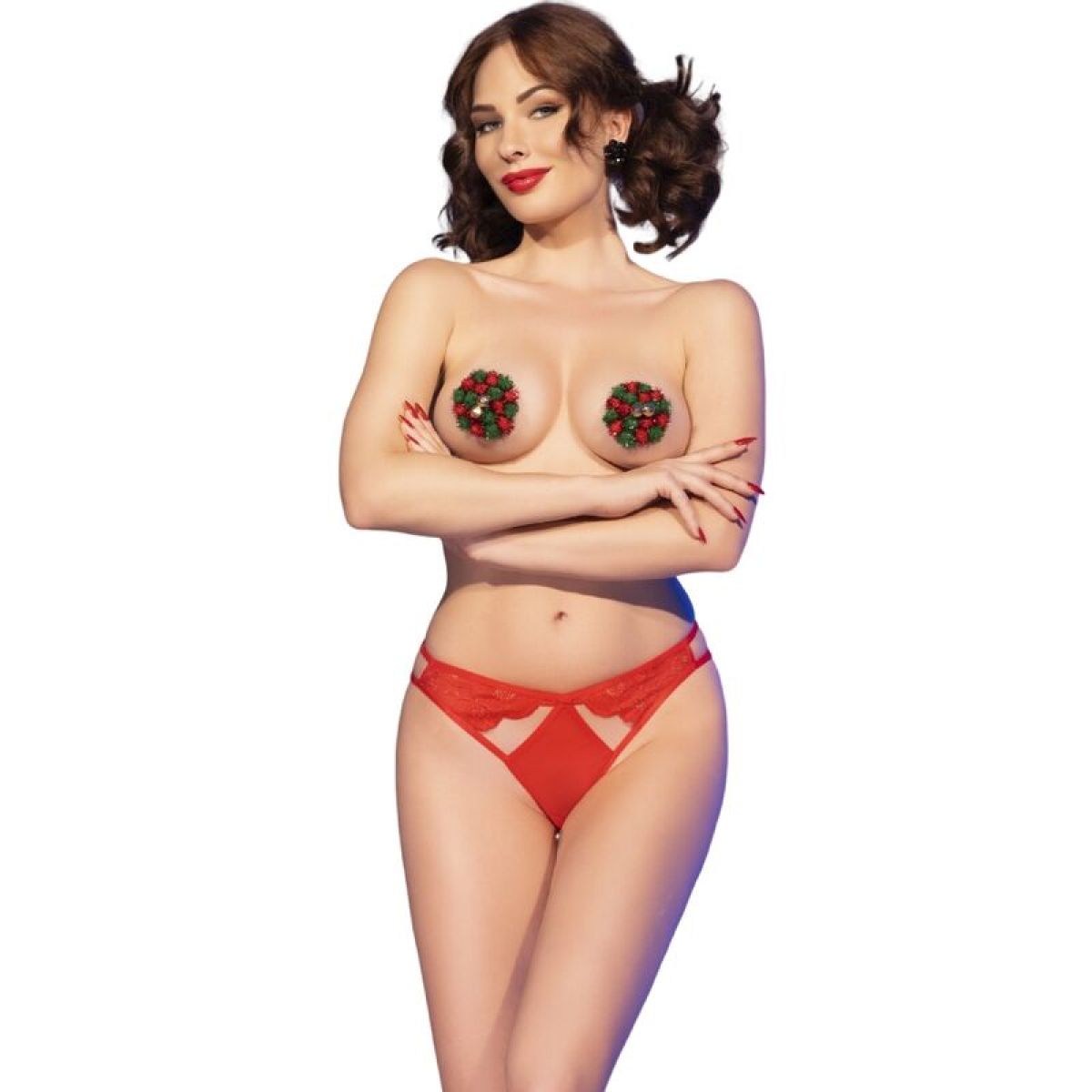 image Chilirose - Cr 4839 Ensemble de Noël Cache-tétons + Culotte Rouge L/xl