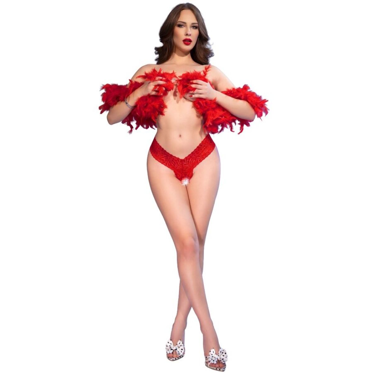 image Chilirose - Cr 4885 String Rouge à Entrejambe Ouverte S