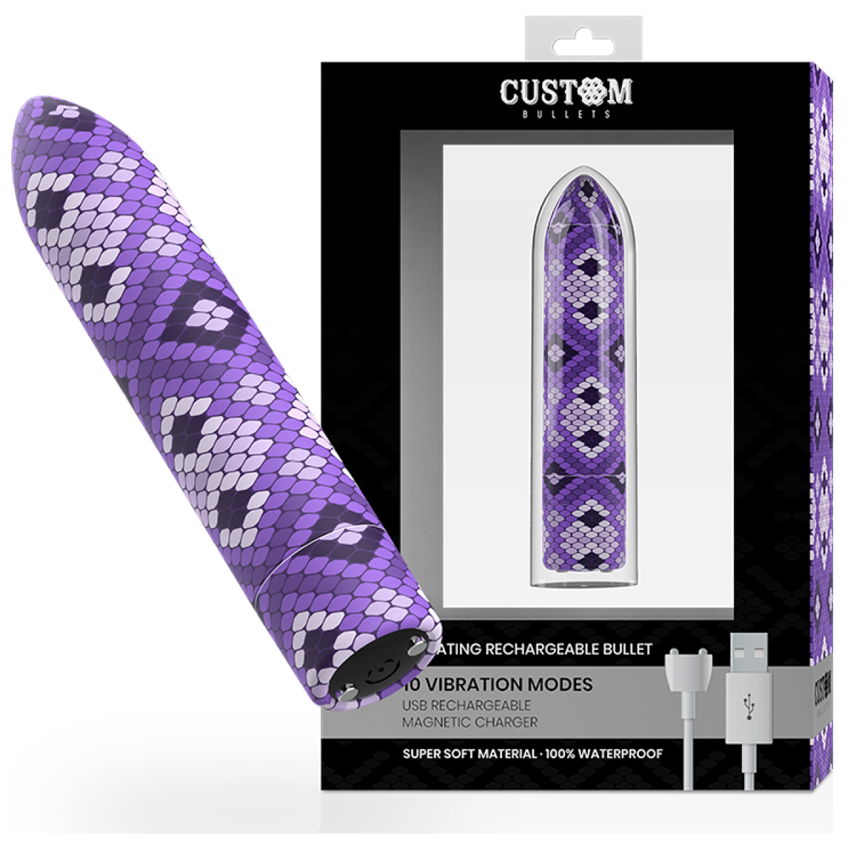 image Rechargeable Snake Purple Magnetic Bullet 10v
