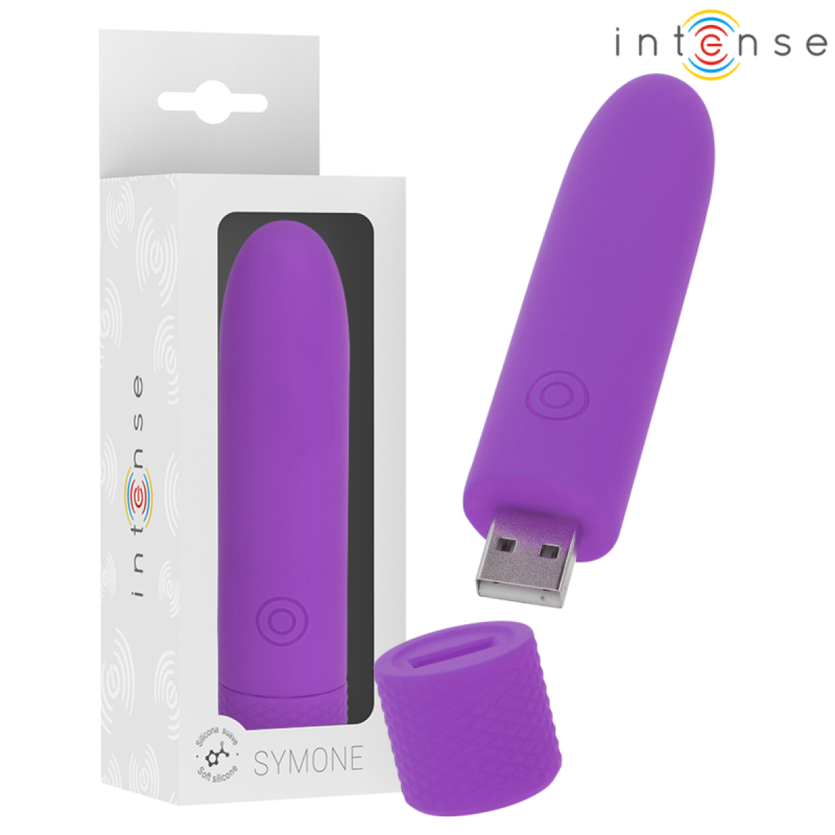 image Intense - Symone Bullet Vibrant Rechargeable Usb 8 Vibrations Violet 10 X 2,2 Cm