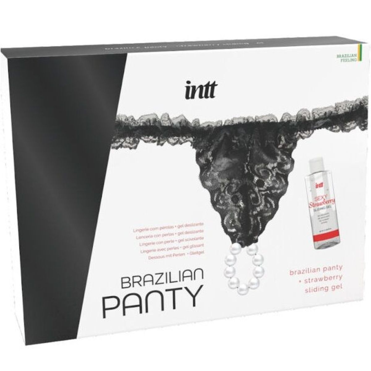 image Culotte Brésilienne Noire avec Perles et Gel Lubrifiant 50 Ml