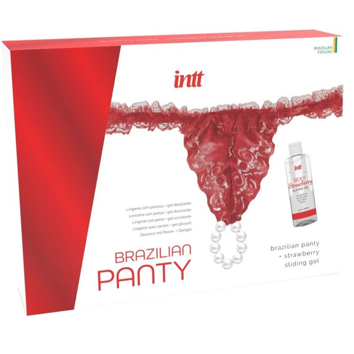 image Culotte Rouge Brésilienne avec Perles et Gel Lubrifiant 50 Ml