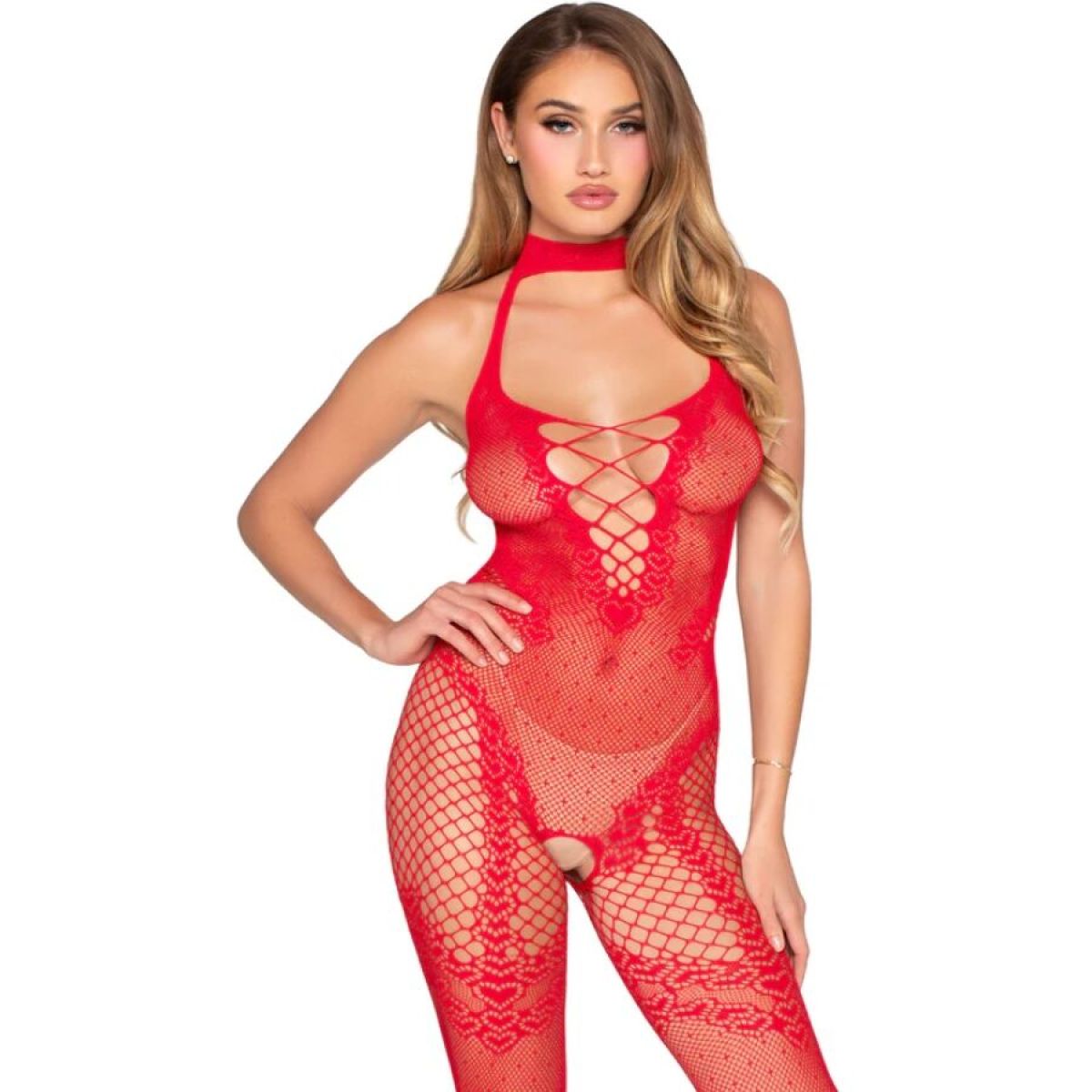 image Leg Avenue - 89336 Bodystocking sans Fourche Rouge - Taille Unique