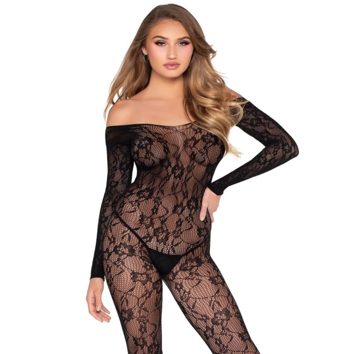 image Leg Avenue - 89366 Lingerie en Dentelle Bodystocking Noir - Taille Unique