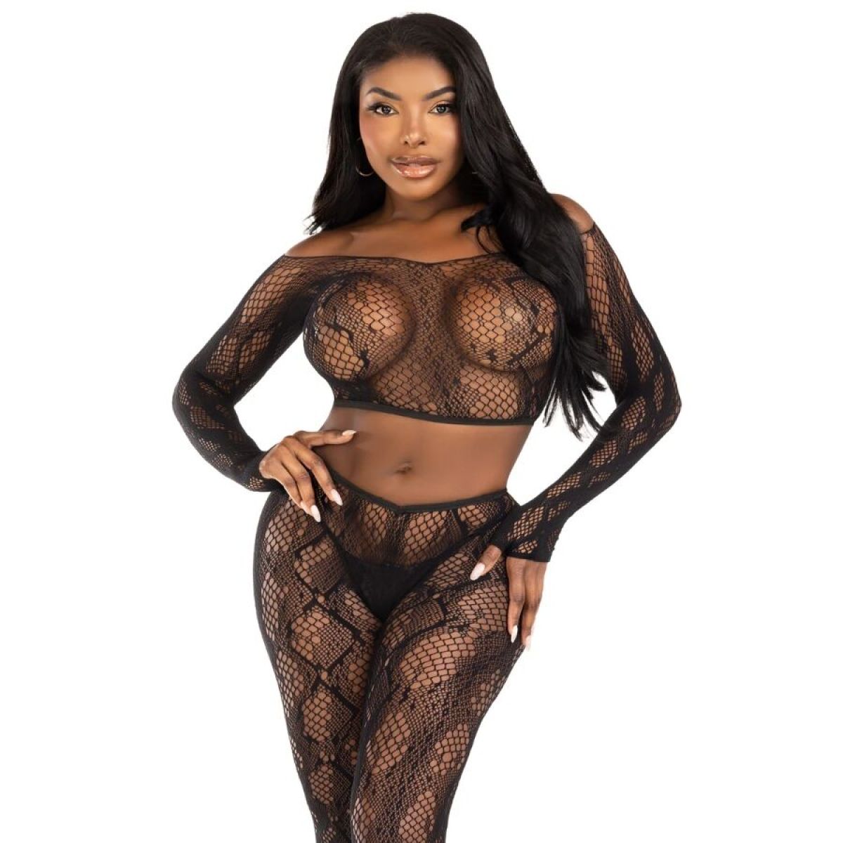 image Leg Avenue - 89373 Haut Court en Python et Collants sans Pieds Noirs - Taille Unique