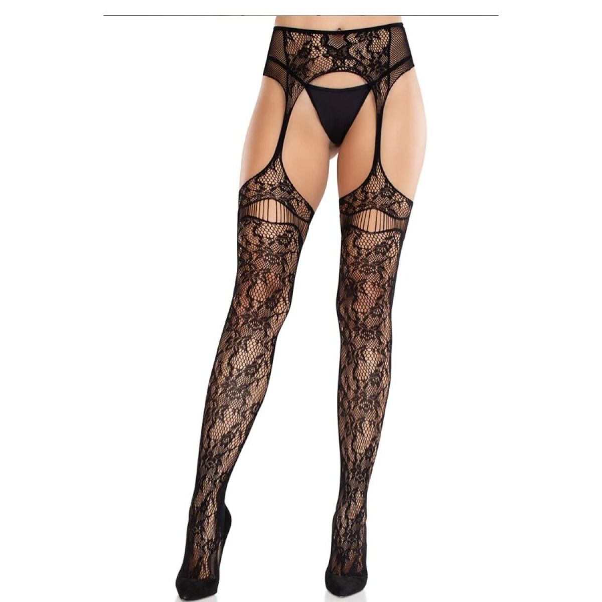 image Leg Avenue - Bas en Dentelle avec Jarretelles Noir