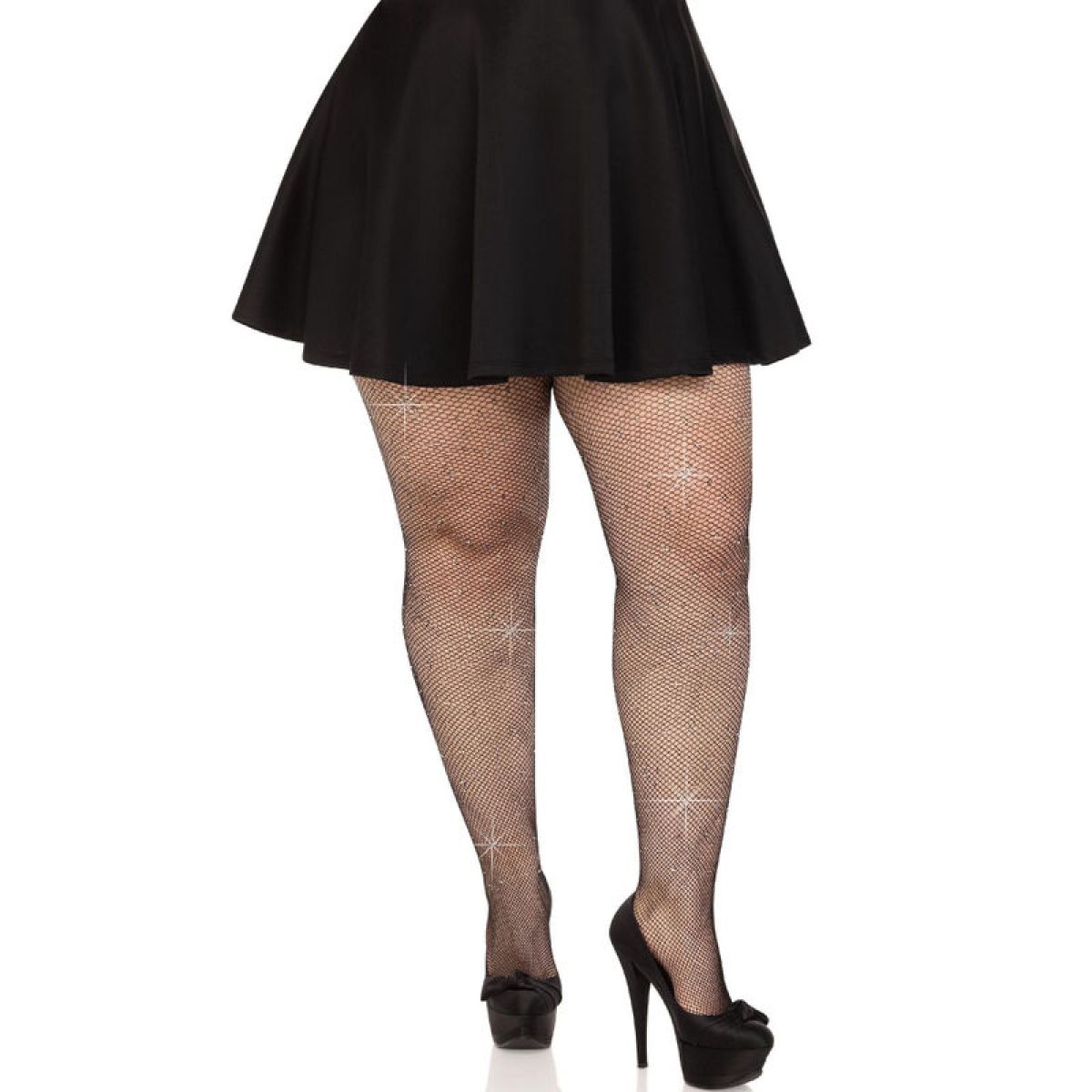 image Leg Avenue - Bas Maille Cristallisée Noir Grande Taille