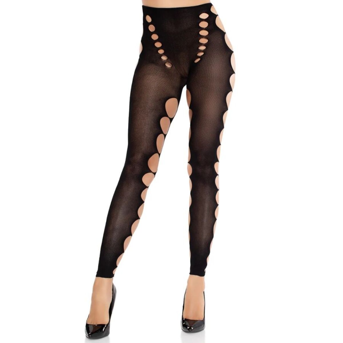 image Leg Avenue - Bas Opaques sans Couture avec Découpe aux Pieds Noirs