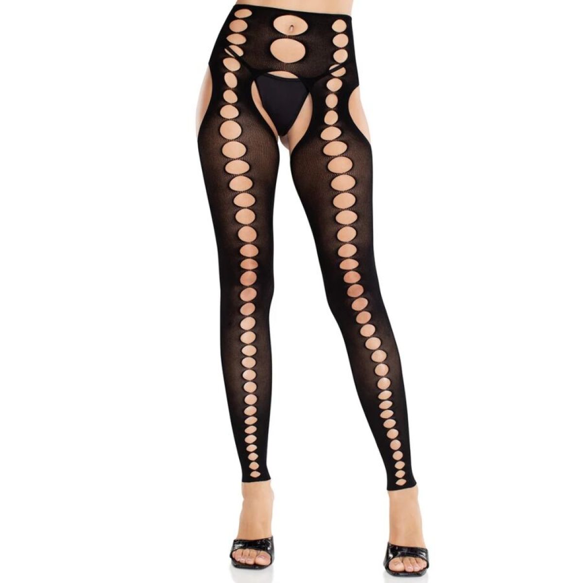 image Leg Avenue - Bas Opaques sans Couture et sans Bretelles Noirs