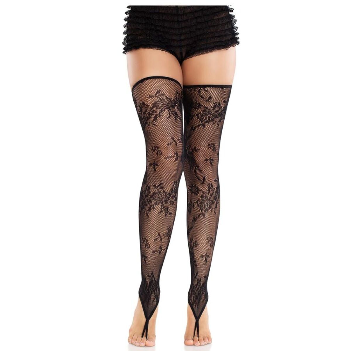 image Leg Avenue - Bas sans Pieds en Dentelle Florale Noir