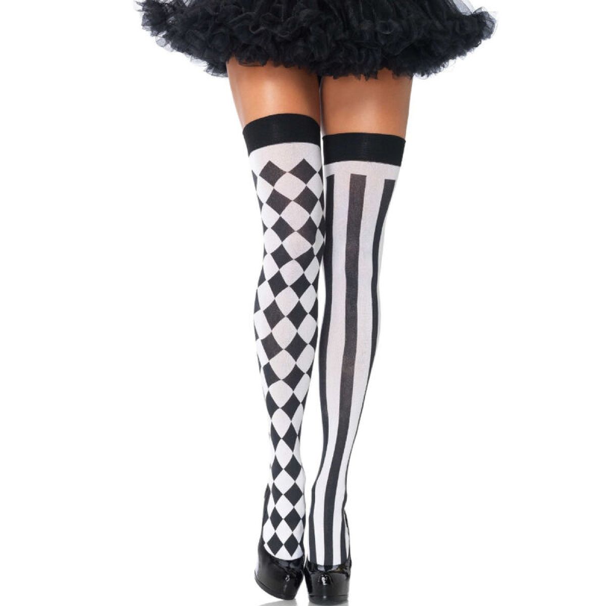 image Leg Avenue - Chaussettes Haute Arlequin Noir/blanc