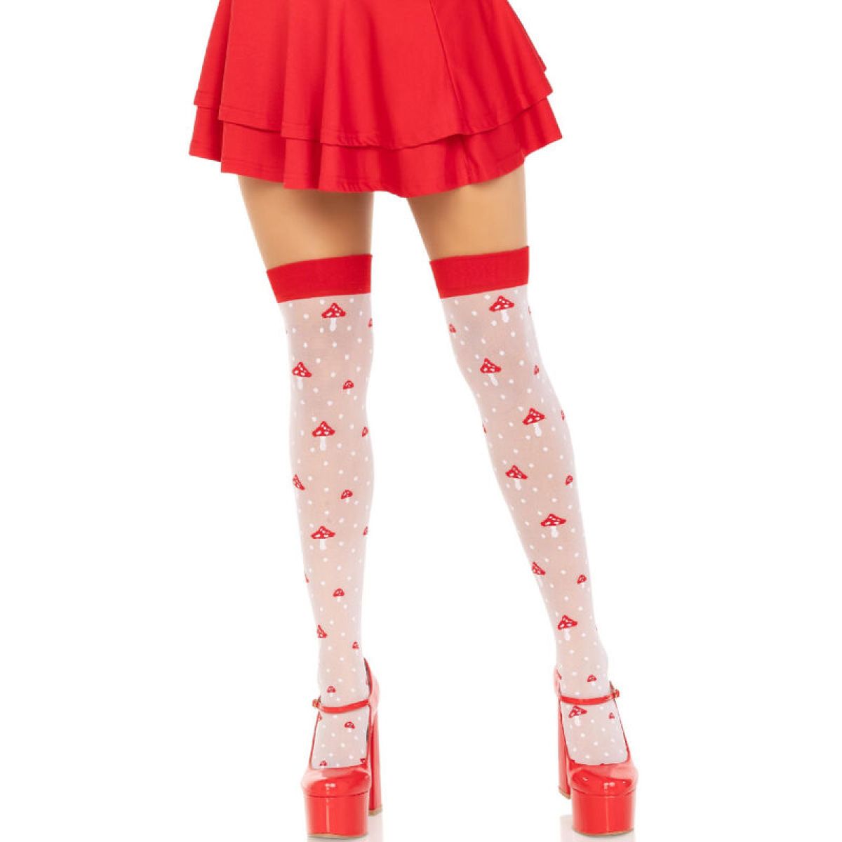 image Leg Avenue - Chaussettes Hautes Champignon Rouge/blanc