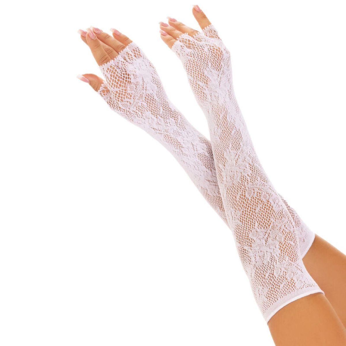 image Leg Avenue - Gants sans Doigts Reseau Floral Blancs