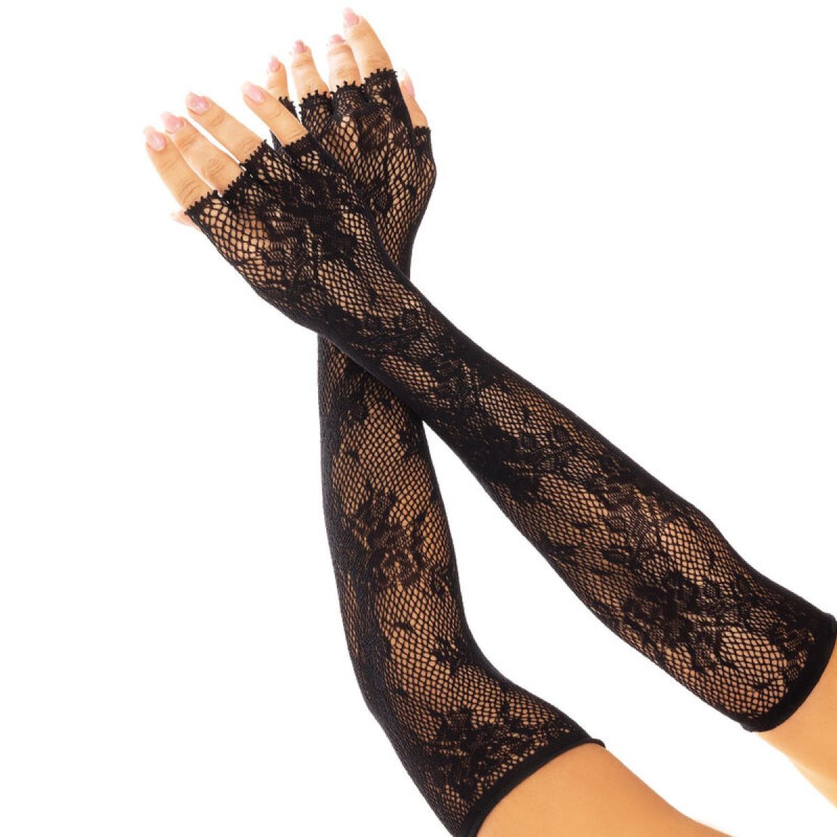 image Leg Avenue - Gants sans Doigts Reseau Floral Noir