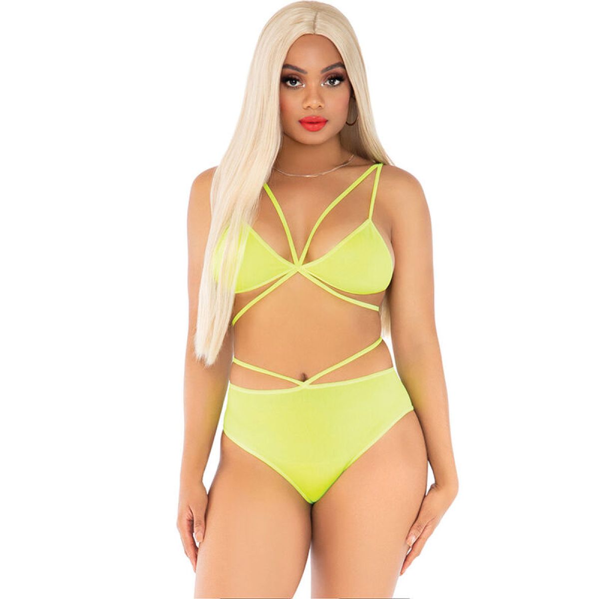 image Leg Avenue - Top & Culotte Jaune avec Bretelles
