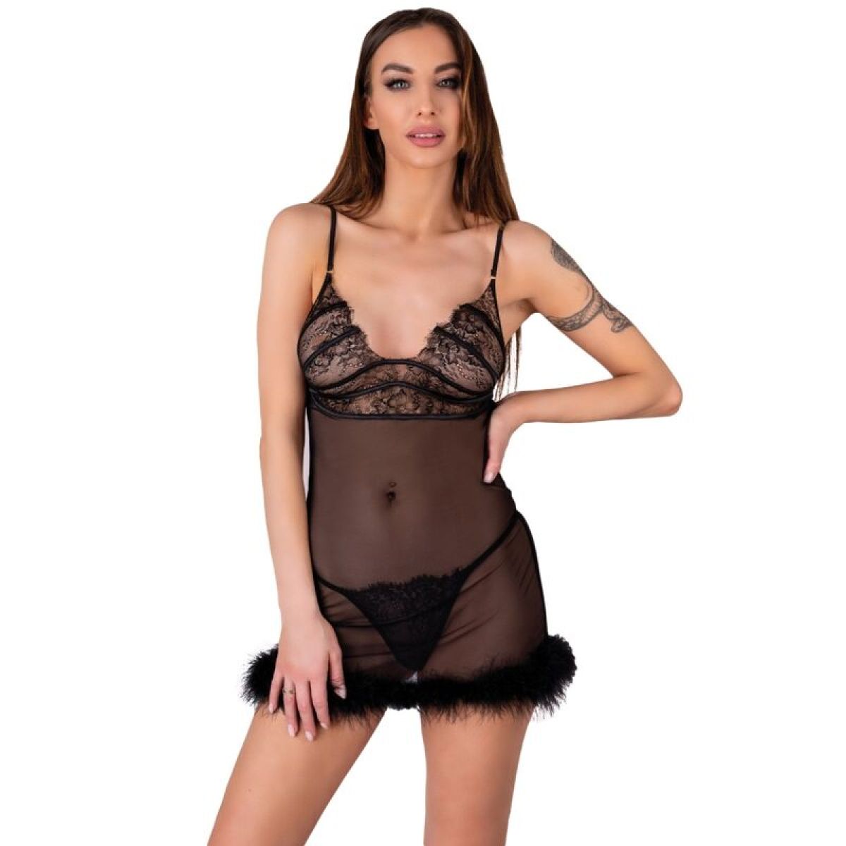 image Livco Corsetti Fashion - Ensemble Zerunam Babydoll + String Noir