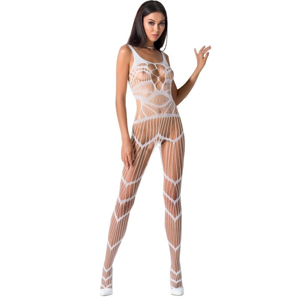 image Passion - Femme Bs058 Bodystocking Blanc Taille Unique