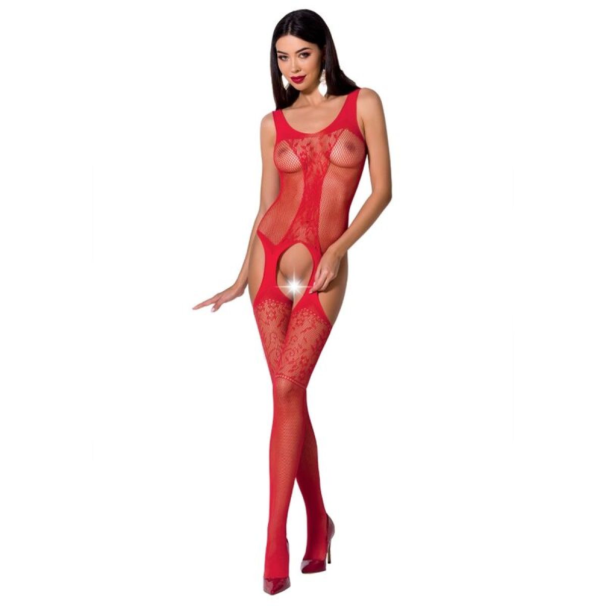 image Passion - Femme Bs072 Bodystocking Taille Unique Rouge