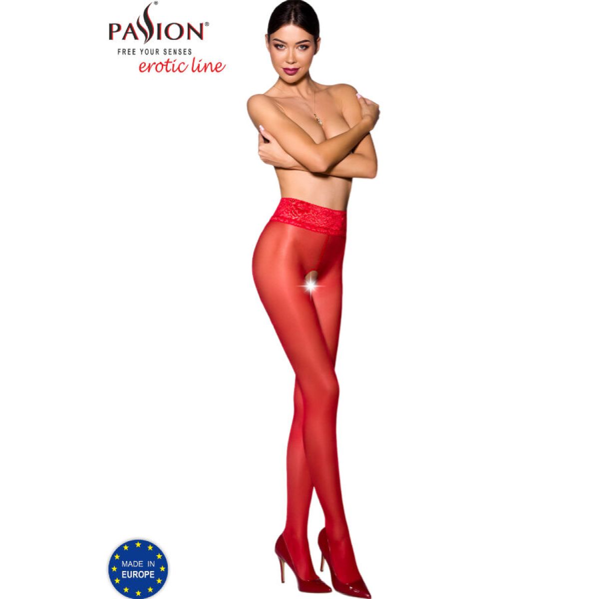 image Passion - Tiopen 008 Collant Rouge 3/4 30 Den