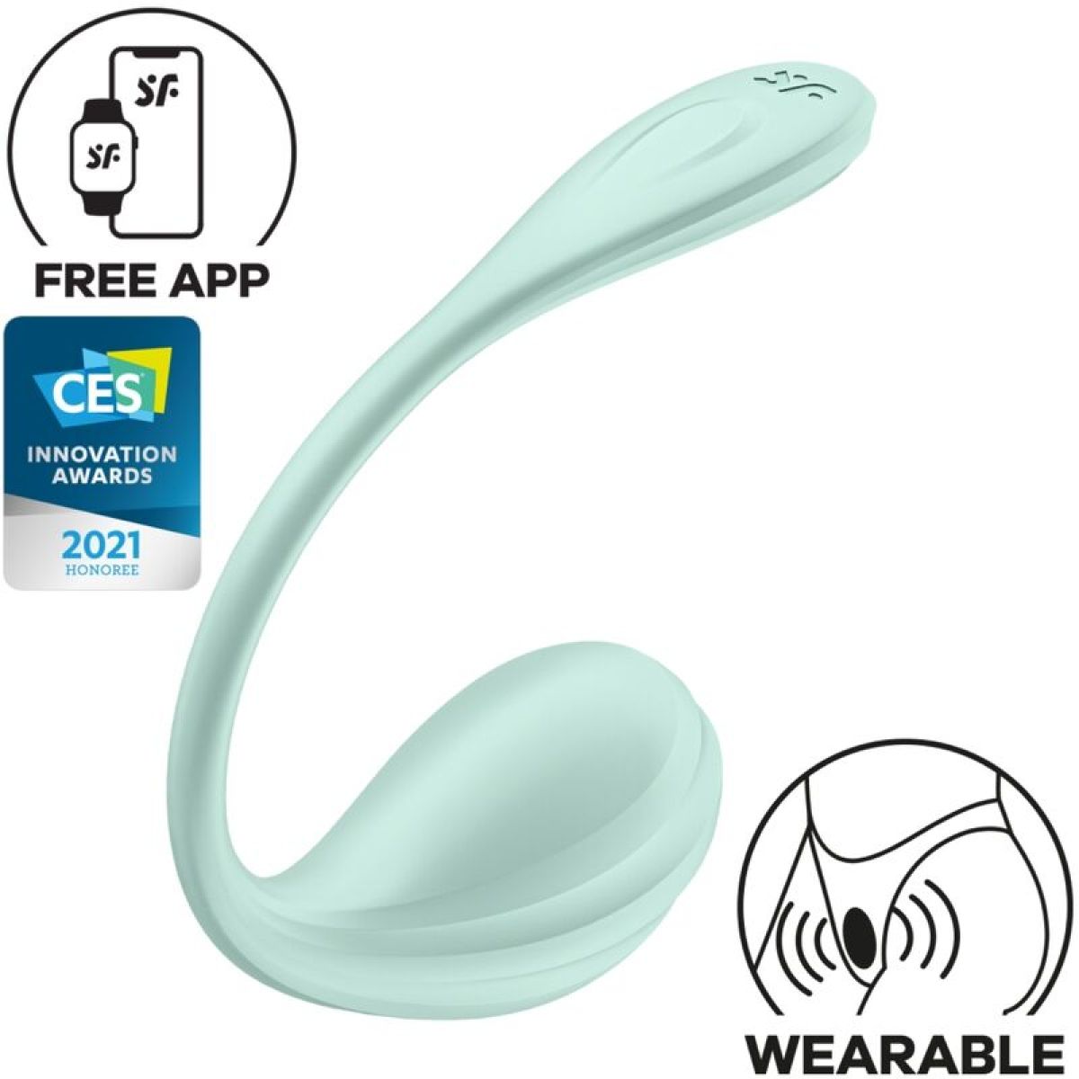 image Satisfyer - Application Gratuite Stimulateur de Point G Pétale Lisse Vert D'eau