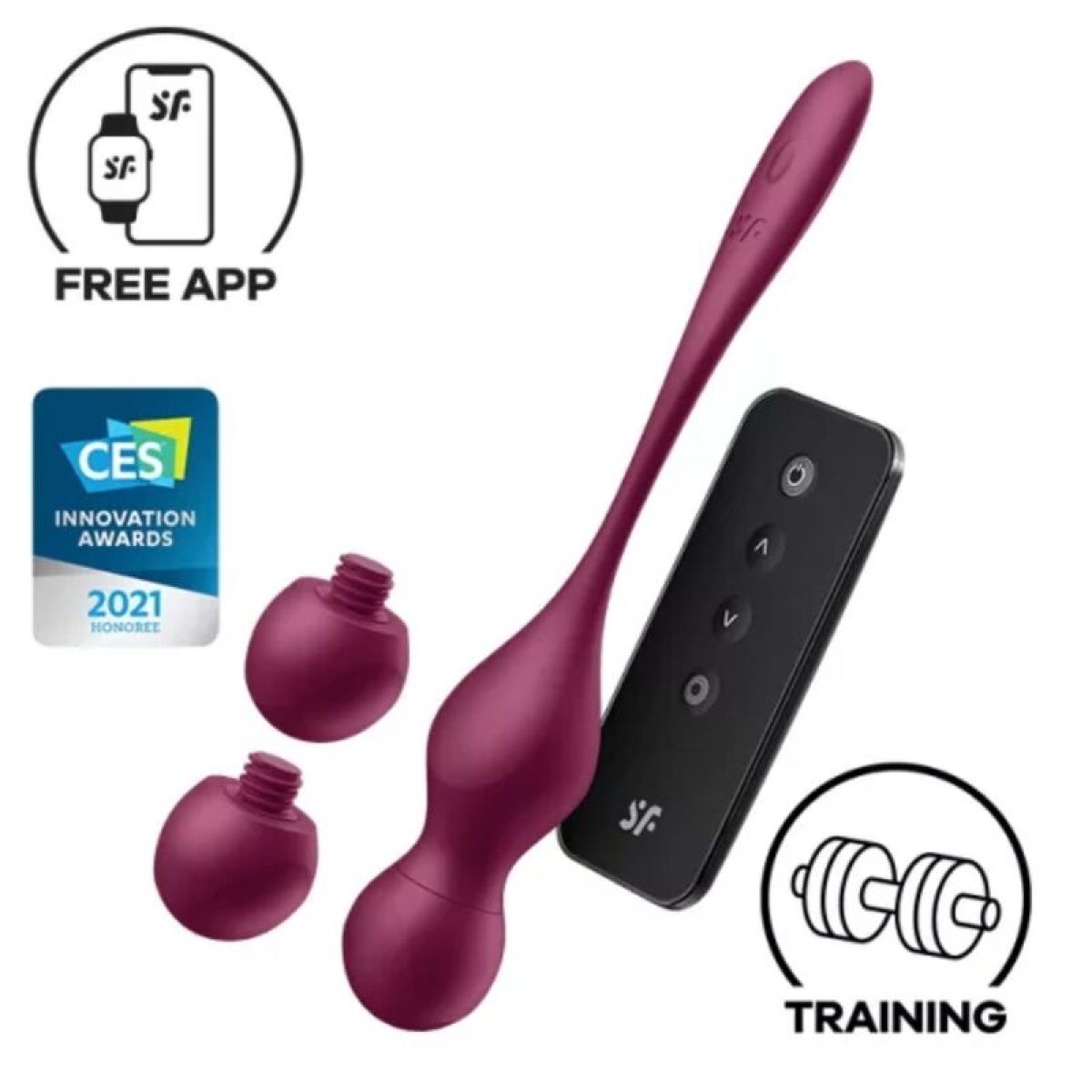 image Satisfyer - Love Birds Vary Balles Vibrantes Application Gratuite Vin Rouge