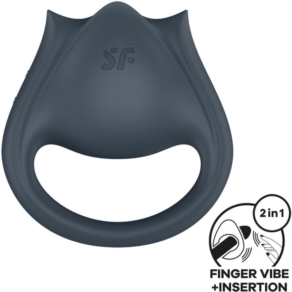 image Satisfyer - Perfect Pair 2 Multivibrateur 2 en 1 Anneau Pénis et Stimulateur de Doigts Gris