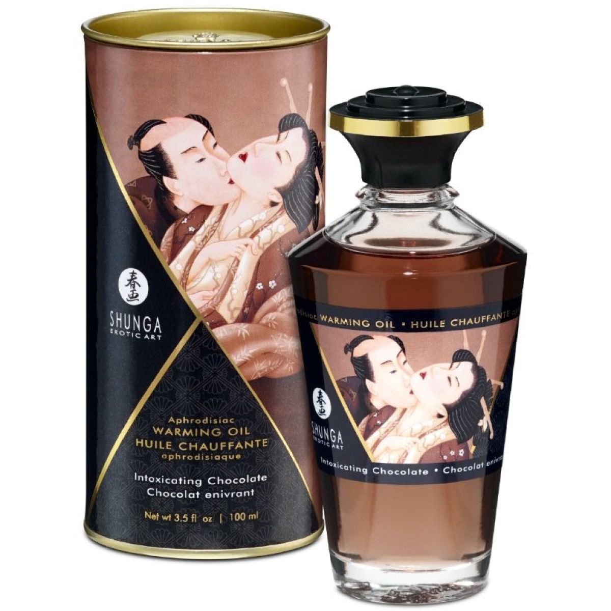 image Shunga - Huile de Massage à Effet Chaleur Saveur Intense de Chocolat 100 Ml