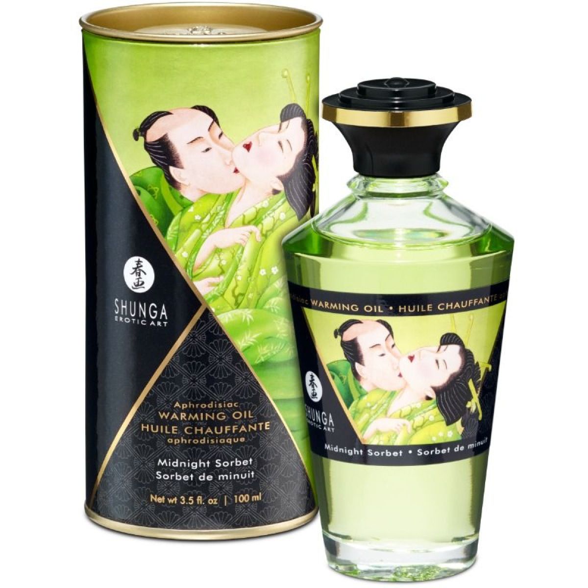 image Shunga - Huile de Massage à Effet Chaleur Saveur Sorbt de Minuit 100 Ml