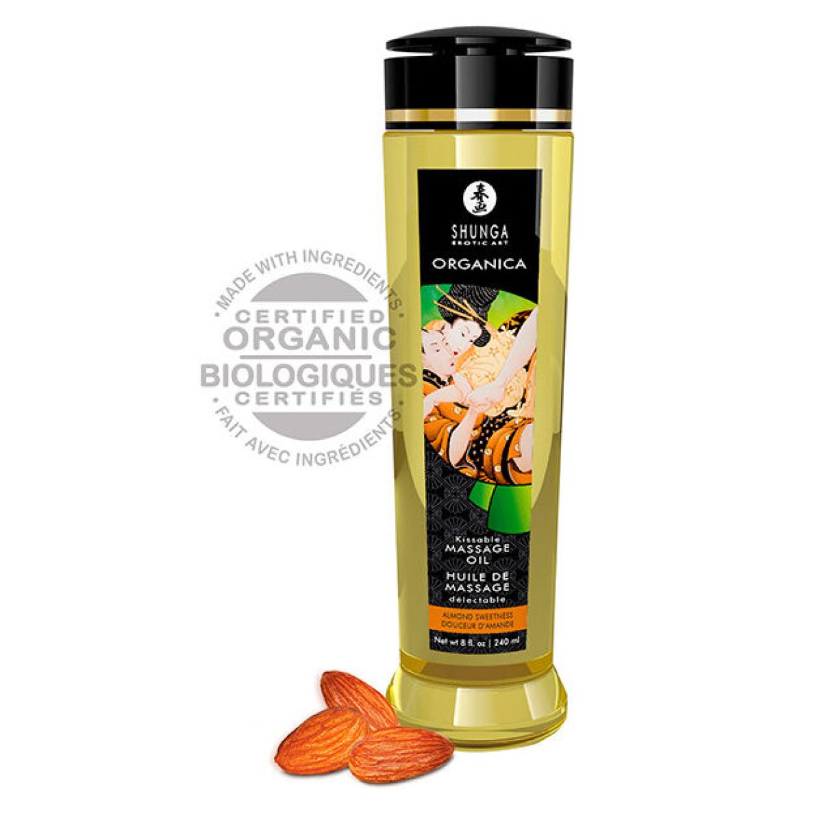 image Shunga - Huile de Massage aux Amandes Bio 240 Ml