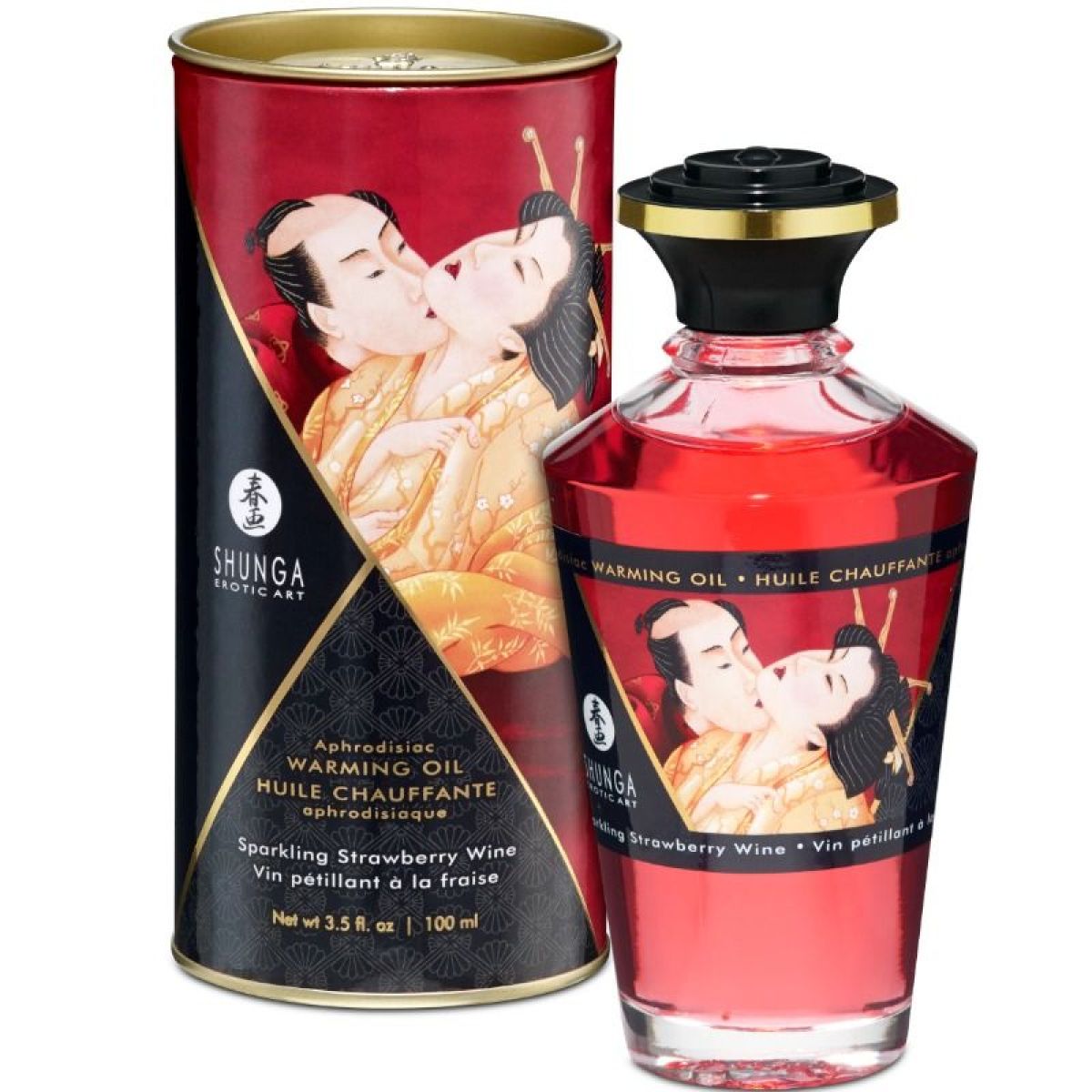 image Shunga - Huile de Massage Effet Chaleur Fraises et Cava 100 Ml
