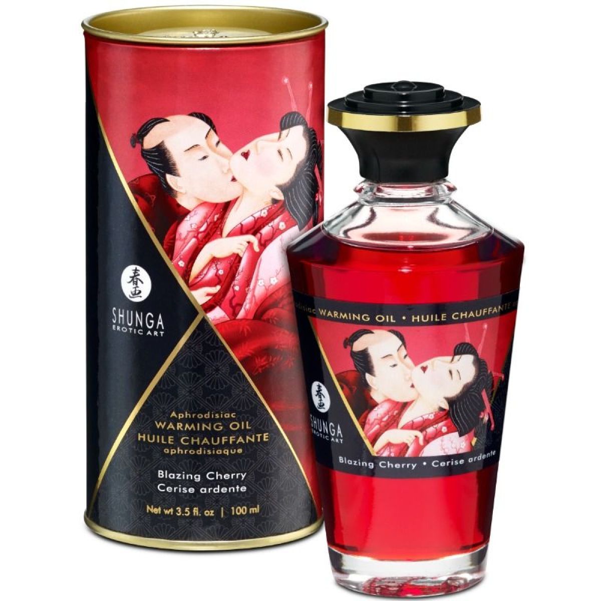 image Shunga - Huile de Massage Effet Chaleur Saveur Intense de Cerise 100 Ml