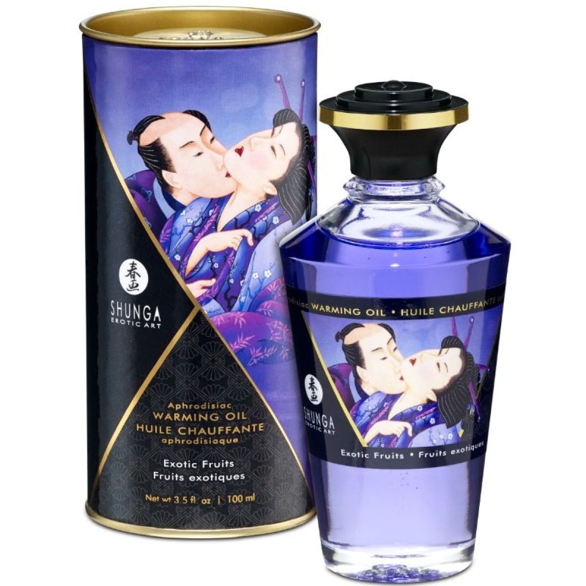 image Shunga - Huile de Massage Effet Thermique Saveur Fruits Exotiques 100 Ml