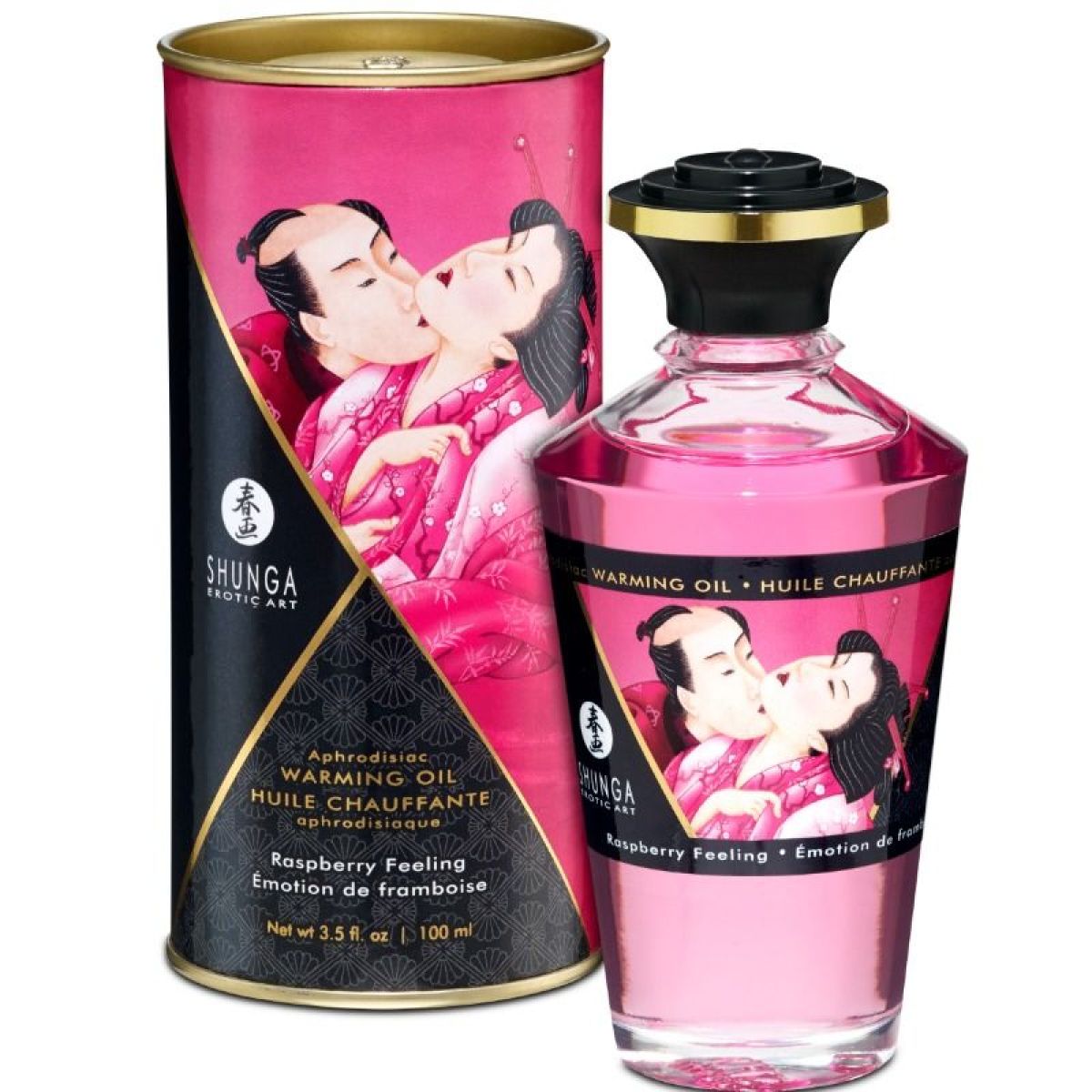 image Shunga - Huile de Massage Effet Thermique Saveur Intense de Framboise 100 Ml