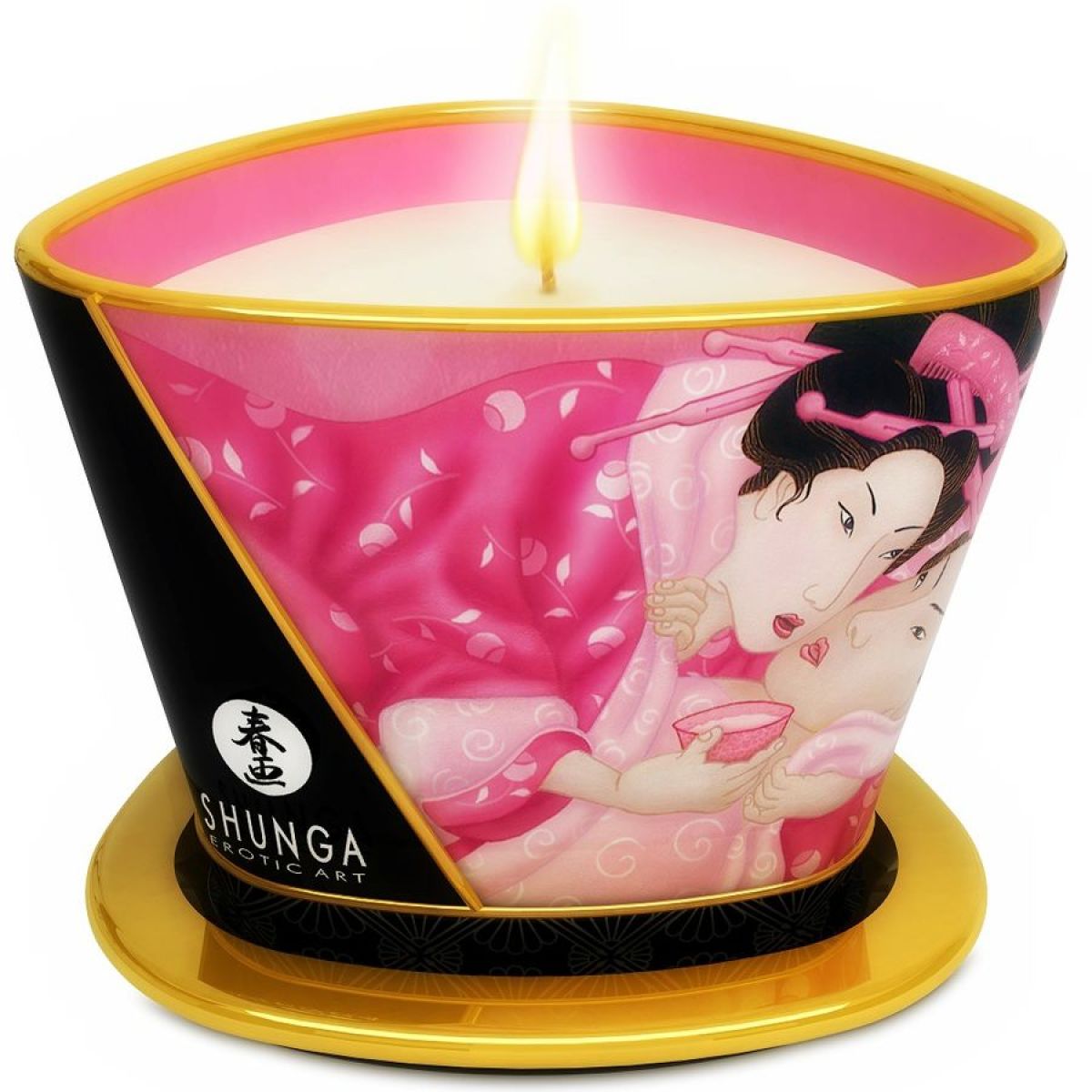 image Shunga - Mini Caresse à la Chandelle Bougie de Massage Roses Aphrodisiaques 170 Ml
