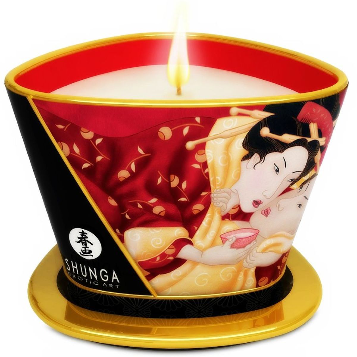 image Shunga - Mini Caresse aux Bougies Fraises et Bougie de Massage Cava 170 Ml
