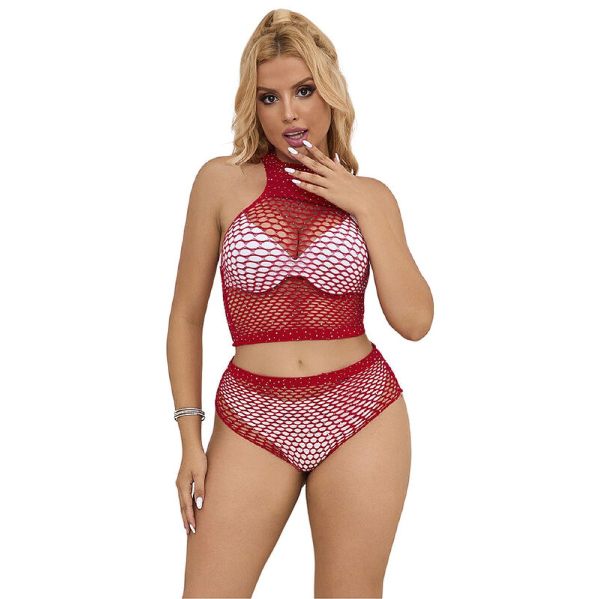 image Subblime - 952402 Ensemble Resille avec Losanges Roses Taille Unique