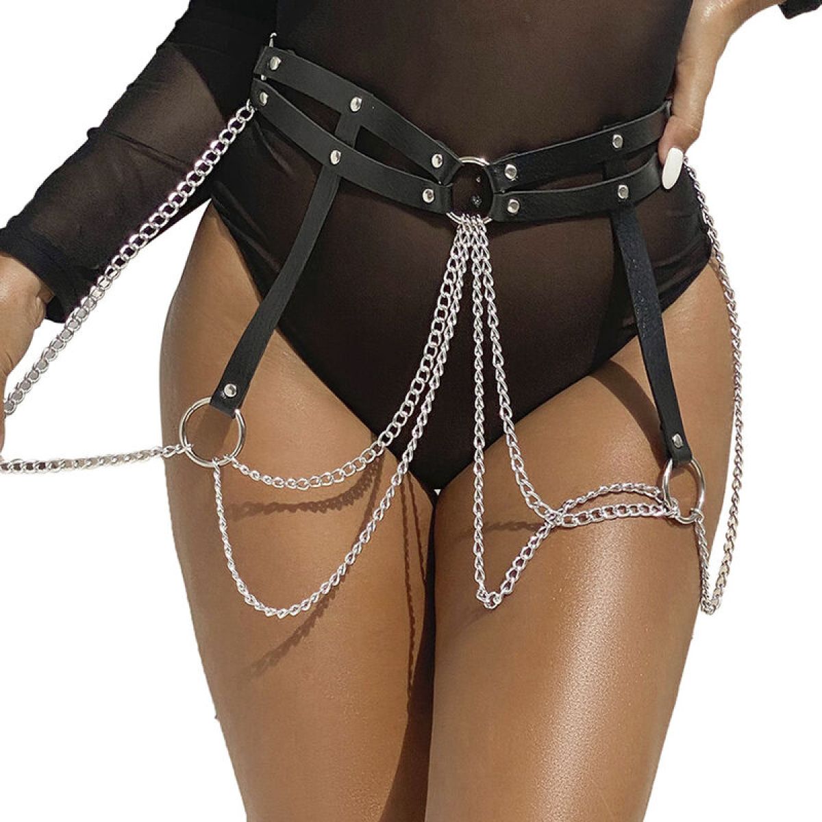 image Subblime - Chaine Bague Cuir Ceinture Noir Taille Unique