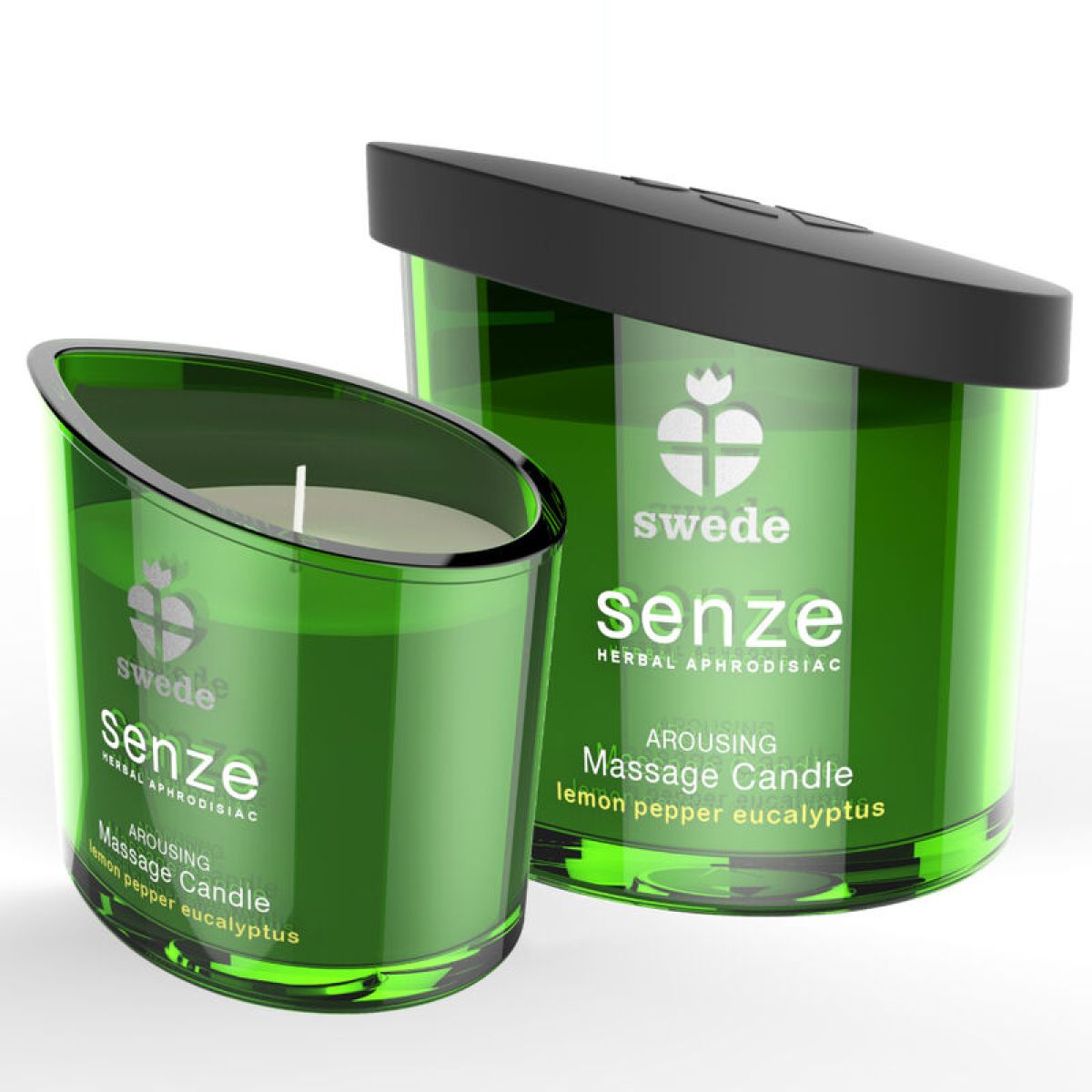 image Bougie de Massage Excitante Senze - Citron, Poivre, Eucalyptus