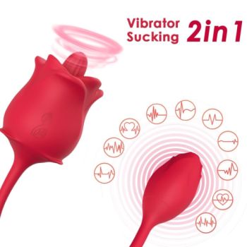 image Armony - Stimulateur D'aspiration et Vibrateur Rose 2 en 1 10 Modes avec Queue Rouge