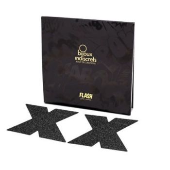 Bijoux - Indiscrets Flash Cross Nipple Caps Noir