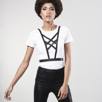 Bijoux - Indiscrets Maze Harnais Croisé avec Collier Noir