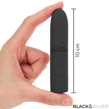 Black & Silver - Geri Bullet Vibrant Rechargeable Usb 8 Vibrations Noir 10 X 2,2 Cm