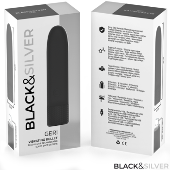 Black & Silver - Geri Bullet Vibrant Rechargeable Usb 8 Vibrations Noir 10 X 2,2 Cm