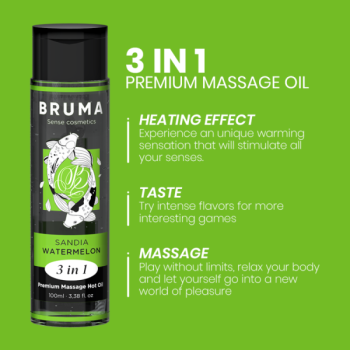 Huile de Massage Premium Effet Chaleur Saveur de Pastèque 3 en 1 - 100 Ml