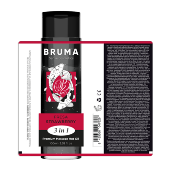 Huile de Massage Premium Effet Chaleur Saveur Fraise 3 en 1 - 100 Ml