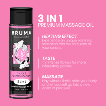 Huile de Massage Premium Effet Chaleur Saveur Gomme 3 en 1 - 100 Ml