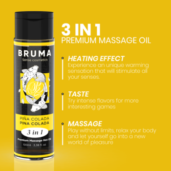 Huile de Massage Premium Effet Chaleur Saveur Pina Colada 3 en 1 - 100 Ml