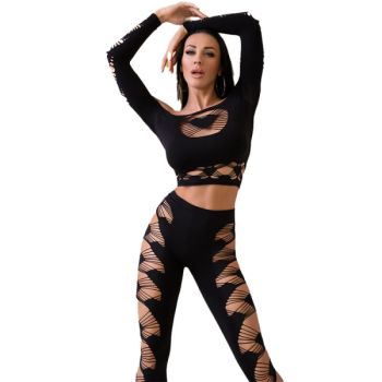 Chilirose - Cr 4436 Top & Leggins Noir S/l